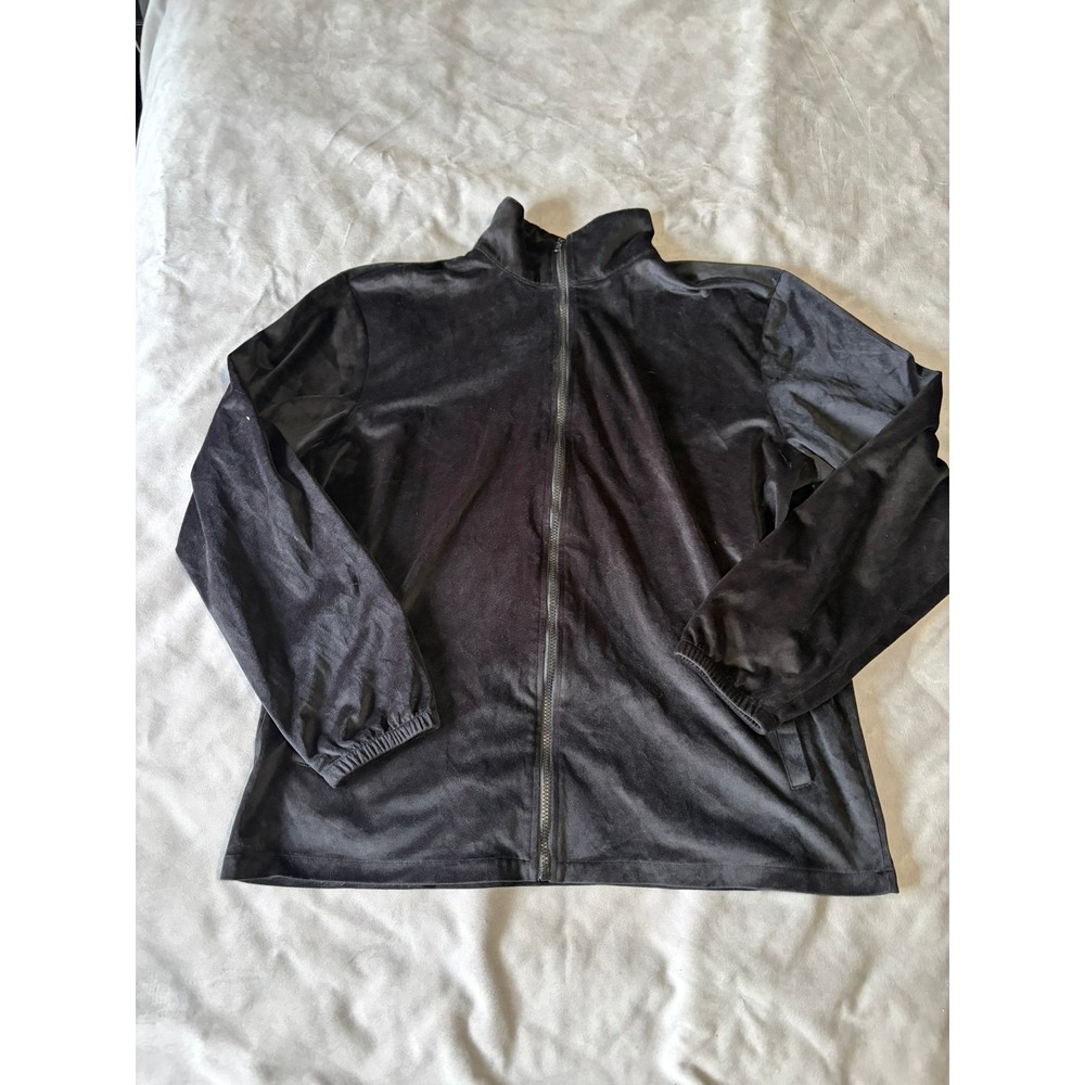 Coofandy Mens Black Velvet Full Zip Track Jacket Stand Collar Velour Large